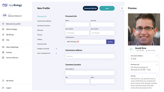 imagem CMS app eulogy
