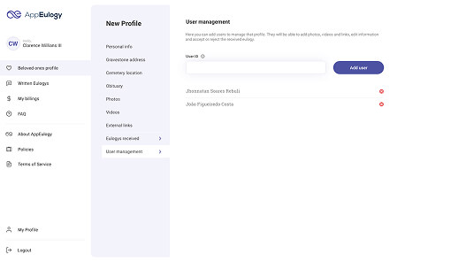 imagem CMS app eulogy