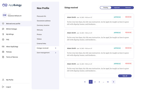 imagem CMS app eulogy