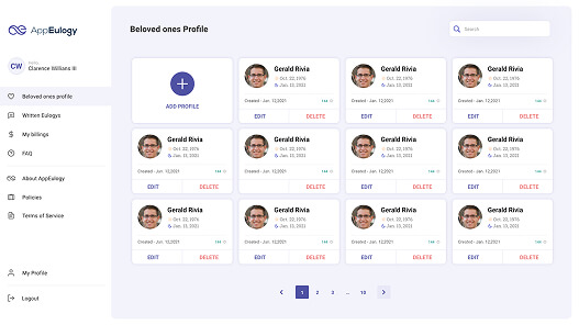 imagem CMS app eulogy