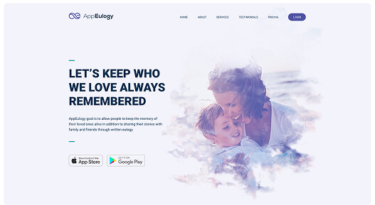 imagem landing page eulogy